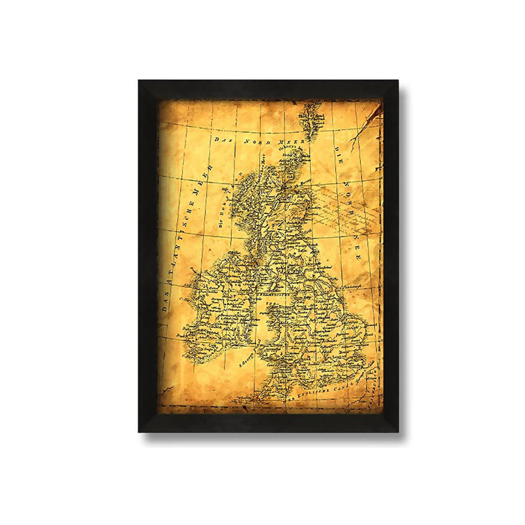 Maturi Vintage UK Map Picture Frame Art Prints on Canvas Wayfair.co.uk